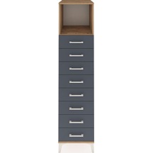 Kronos Dolap Tek Raflı 8 Çekmeceli 44x59x182 Çam-antrasit Çam