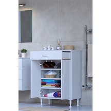 Eliusta Rose 55 Cm Beyaz 1 Çekmeceli Banyo Mutfak Dolabı 4 Bölmeli 3 Raflı Çok Amaçlı Dolap 55x88x32,5 Cm Beyaz