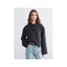 LC Waikiki Alıta Cıty Farkıyla Lcw Modest Antrasit Oversize Modal Karışımlı Kadın Gömlek Antrasit - 931522847 Antrasit