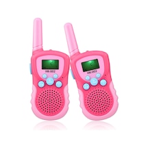 Vkemall Çocuklar İçin Çiftli Walkie Talkie, 3km Uzaklıkta Net Ses, 8 Frekanslı Dış Mekan亲子telsizi Pil Yok Pembe+pembe