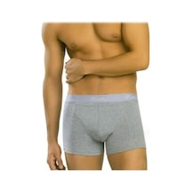 Erkek Likralı Pamuklu Elastan Boxer Tekli Gri