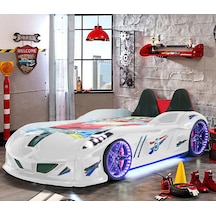 Setaymobilya Arabalı Yatak, Jaguar Koltuklu Full Ledli Beyaz, Süperlüx, Setay