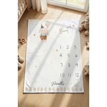 Bebek Anı Battaniyesi 100x150 Cm Aylık Gelişim Fotoğraf Battaniyesi Bunny Sweet Çok Renkli