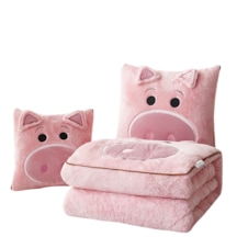 Yastık Yorgan Çift Amaçlı Şekerleme Battaniyesi Pembe