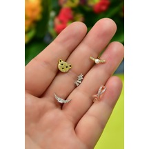 925 Ayar Papatya Silver Tragus Küpe.rose.gold.rodaj. Gümüş