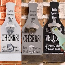 Beyaz 1 Adet Retro Yaratıcı Duvara Monte Bira Tarzı Dekoratif Askı Şişe Açacağı Beyaz