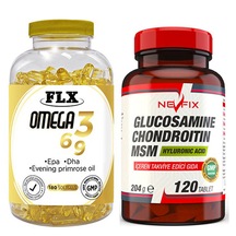 Flx Omega 3-6-9 Balık Yağı 180 Softgel & Nevfix Glucosamine Chond
