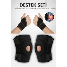 4 Lü Ortopedik Medikal Set 2 Li El Bilek Ateli + 2 Li Diz Korsesi, Ayarlanabilir Ve Destekleyici