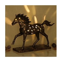 Veronese Bronz Renk Işıklı Koşan At Figürü 30cm