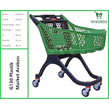 G130 Plastik Market Alışveriş Arabası 130 Litre Yeşil