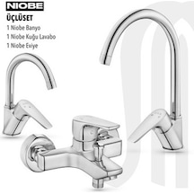 E.c.a Eca Nıobe Banyo, Nıobe Eviye, Nıobe K. Lavabo Bataryası Üçlü Set KROM