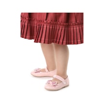 Kiko Kids Cırtlı Kum Sim Fiyonklu Kız Çocuk Babet Ayakkabı Ege 202 Rugan Pembe