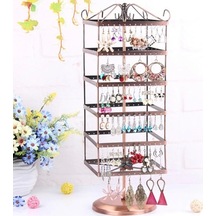 İthal Metal Dönen Kare Model Bakır Renk 46x16 Cm Küpe Standı