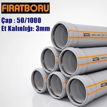 Fırat 50/1000mm Dublex Pvc Atık Su Borusu, 3mm Et Kalınlığı, 1 Adet