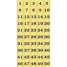 Kapı, Masa, Dolap Numarası Metal Yapışkanlı Altın Rengi 1-50