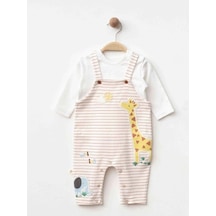 Zekids Erkek Bebek Zürafa Desenli Salopet Ve Uzun Kollu Üst Takım-17511 Çok Renkli