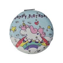 Gigi Panda Happy Birthday Yazılı Unicorn Tekboynuz Desenli Katlanır Yuvarlak Makyaj Aynası