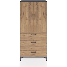 Hyperion Dolap 3 Raflı 3 Çekmeceli 2 Kapaklı 88x44x195 Antrasit-çam Antrasit