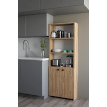 Kapaklı Çok Amaçlı Mutfak Dolabı 150x50x22 Cm - Raflı Erzak Dolabı Modern Depolama Ünitesi Atlantik Çam