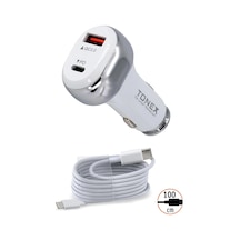 Tonex Ta-41w Pd + Usb-a Type-c To Type-c Kablolu Araç İçi Şarj Aleti -