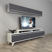 Decoraktiv Ekoflex 5 Mdf Retro Tv Ünitesi Tv Sehpası Beyaz - Antrasit