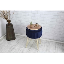 Bianco Metal Ayaklı Puflu Zigonse Hpa Altın Koyu Mavi Gold Dark Blue