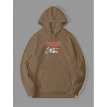 Harmandar 3 İplik Stranger Cats Baskılı Kemik Kanguru Cepli Kapüşonlu Sweatshirt Hoodie Strangercatskemiksweat
