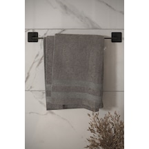 Siyah Yapışkanlı Vidalı Uzun Havluluk Banyo Havlu Askısı Siyah Diğer