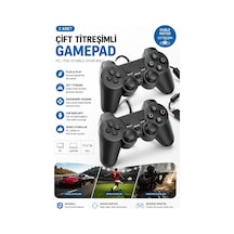 Siyah Kablolu Çift Motorlu Titreşimli Joystick Pc Uyumlu Usb Bağlantılı 1 Yıl