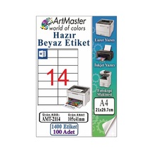 A4 Hazır Beyaz Etiket 105x41mm 100 Sayfa 1 Paket 14 Lü Kendinden Yapışkanlı Fotokopi Lazer İnkjet Kağıdı Yazıcılar İçin