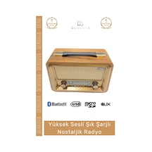 Radyo Bluetooth Usb Sd Aux Fm 5 Band Retro Büyük Boy Şarjlı Radyo Nostaljik Müzik Kutusu