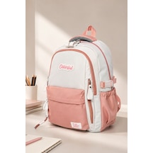 Colorful Urban Sırt Çantası Pudra Pembe - Laptop Bölmeli Okul Çantası İlkokul - Ortaokul - Lise Pudra Pembe