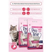 Proline Bebek Pudrası Kokulu Ince Tane Topaklanan Kedi Kumu 10 Lt X 2 Adet