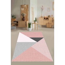 Pembe Kaymaz Tabanlı Geometrik Desenli Mutfak Halısı Ar1322n11