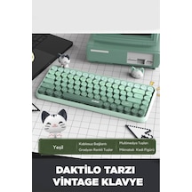 308ı Çok Renkli Daktilo Tarzı Vintage Kablosuz Klavye