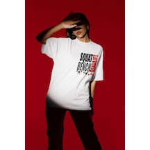 Squat Bench Deadlift Sırt Baskılı Unisex Oversize Sporcu Fitness Beyaz