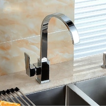 Kare Krom Pirinç Mutfak Banyo Sıcak Soğuk Su Anahtarı Lavabo Bataryası Musluğu-