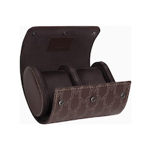 Modalo Optimus Watch Roll, 2 Saat Için Mikroleder Lüks Seyahat Kutusu Saat Kutuları Kahverengi
