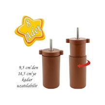 8 Adet Ayarlı Destek Ayağı 9.5 X 14.5cm Kahverengi Gizli Ayak M8 Civatalı İncediş Mobilya Kanepe Baza Koltuk