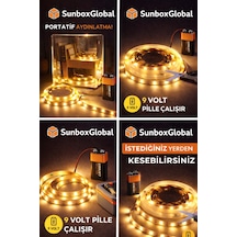 Pilli Yapışkanlı 2 Metre Günışığı Pilli Şerit Led Pil Dahil Günışığı Günışığı