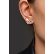 Papatya Silver 925 Ayar Gümüş Rose Kaplama Haziran Ayı Doğum Taşlı Kelebek Küpe
