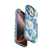 Durukar Apple, Uyumlu iPhone 15 Pro Max Flower Series Magsafe Kapak - Mavi