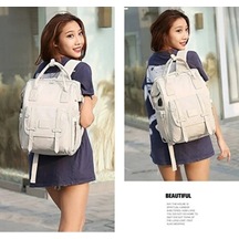 Maoyaya Lzglobal Çok Fonksiyonlu Usb Mumya Çantası Anne Bebek Bakım Çantası Beyaz Beyaz