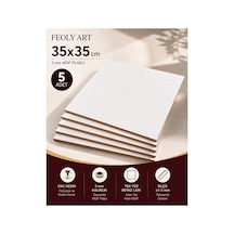 Mdf - 35x35 Cm Beyaz Lam Mdf Plaka 3mm - 5 Adet - Beyaz Pasta Altlığı
