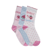 Kız Çocuk Berry Meyve Desenli Soket Çorap 3'lü Set 001 Kız Çocuk Berry Meyve Desenli Soket Çorap 3'lü Set 001