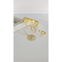 Venüs Gold Çelik Takı Seti Gümüş - Rose Gold