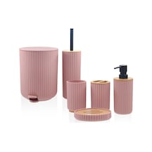 The Mia Stripe Banyo Seti Pembe 6 Parça Pembe