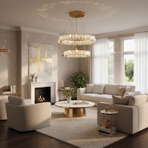 Kristal 2 Katlı Uzaktan Kumandalı 40-50 Cm Avize Gold