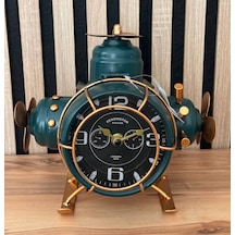Helikopter Modelli Retro Uçak Masa Saati Metal Gövdeli Dekoratif Saat Myk Hediye Ve Sanat Atölyesi