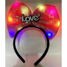 Led Işıklı 3 Farklı Fonksiyonda Yanan Love Yazılı Fuşya Pembe Fiyonk Taç 20x17 Cm - Rxlu-414575 18